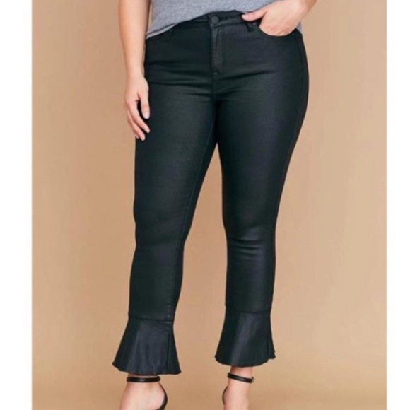 Lane Bryant Denim - New Lane Bryant Super Stretch Coated Jeans w/ Ruffle Hem In Black Size 26